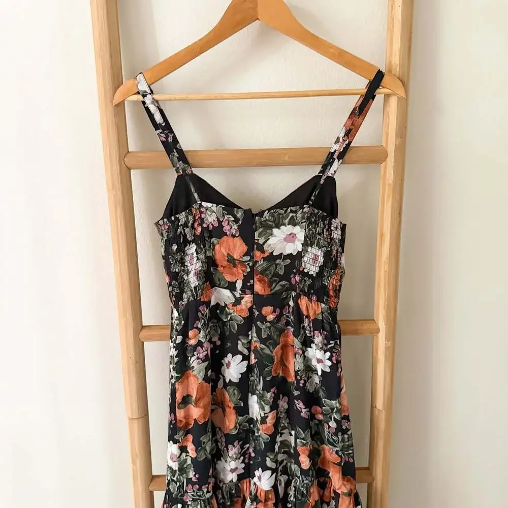 Abercrombie & Fitch Ruffle Tiered Floral Maxi Dress Black Size XS